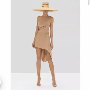 ALEXIS Mellie Asymmetrical Dress Sz XS NWT NO CHAIN PARTY COCKTAIL Beige Blush
